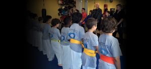 children in a martial arts class